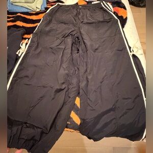 Anthropologie Black Track Pants with White Stripes